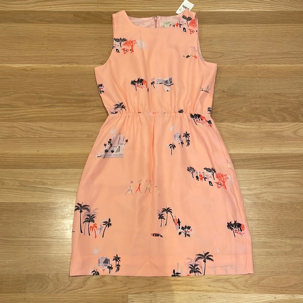 NWT Pink tropical mid century print sleeveless dress, size 4